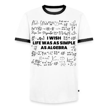 Wish Life Would Be Simple Like Algebra - Men's Ringer Shirt - white/black - Front - AI Model Female 172 light (172cm) & AI Model Male 178 dark (178cm)