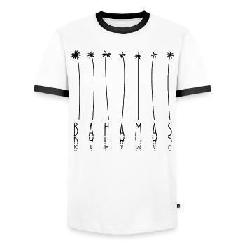 Palm Tree Holiday - Island Bahamas - Men's Ringer Shirt - white/black - Front - AI Model Female 172 light (172cm) & AI Model Male 178 dark (178cm)