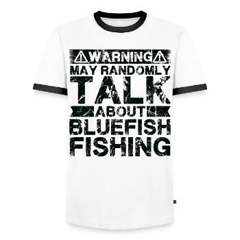 Pêche - Poisson bleu -Poisson - T-shirt contrasté Homme - blanc/noir - Devant - AI Model Female 172 light (172cm) & AI Model Male 178 dark (178cm)