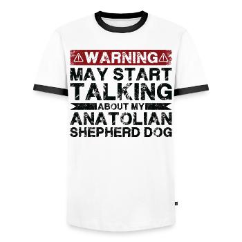 Über Anatolische Hirtenhund Sprechen - Männer Kontrast-T-Shirt - Weiß/Schwarz - Vorne - AI Model Female 172 light (172cm) & AI Model Male 178 dark (178cm)