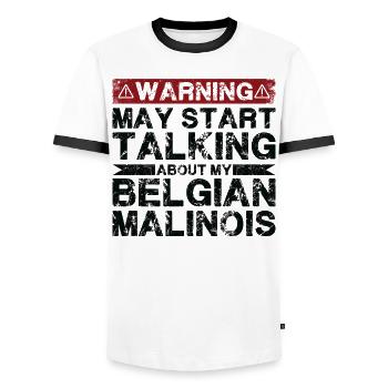 Parlez de Malinois belge - T-shirt contrasté Homme - blanc/noir - Devant - AI Model Female 172 light (172cm) & AI Model Male 178 dark (178cm)