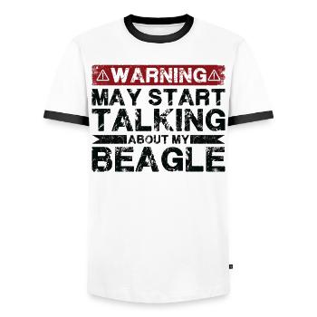 En parlant de beagles - T-shirt contrasté Homme - blanc/noir - Devant - AI Model Female 172 light (172cm) & AI Model Male 178 dark (178cm)