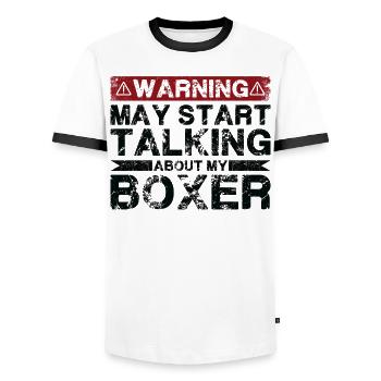 Apropos Boxer - Männer Kontrast-T-Shirt - Weiß/Schwarz - Vorne - AI Model Female 172 light (172cm) & AI Model Male 178 dark (178cm)