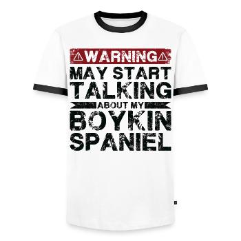 Speaking of Boykin spaniels - Men's Ringer Shirt - white/black - Front - AI Model Female 172 light (172cm) & AI Model Male 178 dark (178cm)