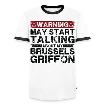 Speaking of Brussels Griffon - Men's Ringer Shirt - white/black - Front - AI Model Female 172 light (172cm) & AI Model Male 178 dark (178cm)