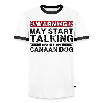 Parler du chien canaan - T-shirt contrasté Homme - blanc/noir - Devant - AI Model Female 172 light (172cm) & AI Model Male 178 dark (178cm)