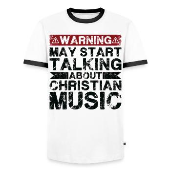 Über Christliche Musik Sprechen - Männer Kontrast-T-Shirt - Weiß/Schwarz - Vorne - AI Model Female 172 light (172cm) & AI Model Male 178 dark (178cm)
