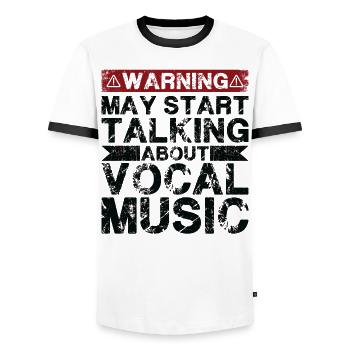 Speaking of vocal music - Men's Ringer Shirt - white/black - Front - AI Model Female 172 light (172cm) & AI Model Male 178 dark (178cm)