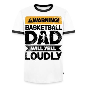 Warning Will Yell - Basketball-Vater - Männer Kontrast-T-Shirt - Weiß/Schwarz - Vorne - AI Model Female 172 light (172cm) & AI Model Male 178 dark (178cm)