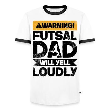 Warning Screaming - Futsal Dad - Men's Ringer Shirt - white/black - Front - AI Model Female 172 light (172cm) & AI Model Male 178 dark (178cm)