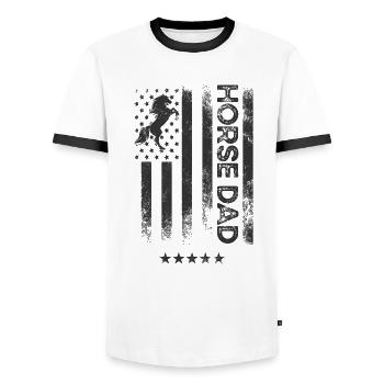 USA American Flag - Horse Father - Men's Ringer Shirt - white/black - Front - AI Model Female 172 light (172cm) & AI Model Male 178 dark (178cm)