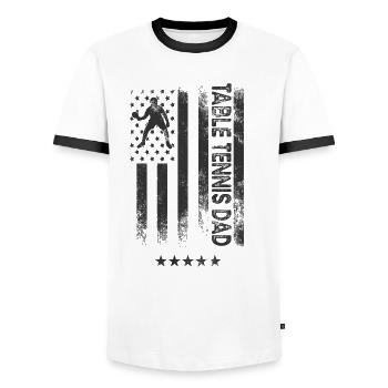 USA-amerikanische Flagge - Tischtennis-Vati - Männer Kontrast-T-Shirt - Weiß/Schwarz - Vorne - AI Model Female 172 light (172cm) & AI Model Male 178 dark (178cm)