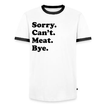 Sorry, can't say goodbye - meat - Men's Ringer Shirt - white/black - Front - AI Model Female 172 light (172cm) & AI Model Male 178 dark (178cm)