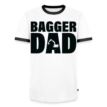 Job - Bagger Dad - T-shirt contrasté Homme - blanc/noir - Devant - AI Model Female 172 light (172cm) & AI Model Male 178 dark (178cm)