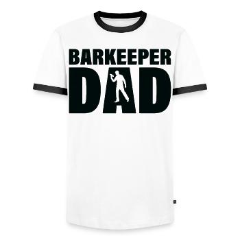 Job - BARKEEPER Dad - Men's Ringer Shirt - white/black - Front - AI Model Female 172 light (172cm) & AI Model Male 178 dark (178cm)