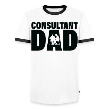 Job - Berater Vater - Männer Kontrast-T-Shirt - Weiß/Schwarz - Vorne - AI Model Female 172 light (172cm) & AI Model Male 178 dark (178cm)