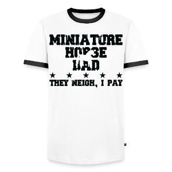 Horse father - miniature horse - Men's Ringer Shirt - white/black - Front - AI Model Female 172 light (172cm) & AI Model Male 178 dark (178cm)
