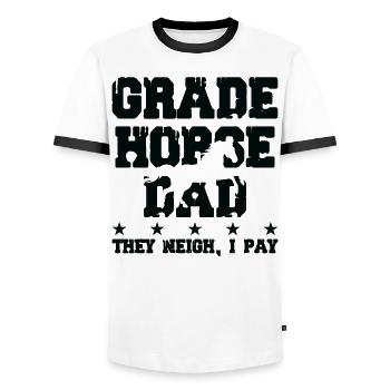 Père du cheval - Grade Horse - T-shirt contrasté Homme - blanc/noir - Devant - AI Model Female 172 light (172cm) & AI Model Male 178 dark (178cm)