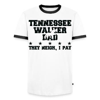 Horse Father - Tennessee Walker - Men's Ringer Shirt - white/black - Front - AI Model Female 172 light (172cm) & AI Model Male 178 dark (178cm)
