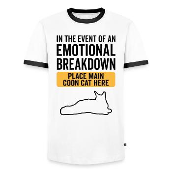 Emotional - Maine Coon Cat - Men's Ringer Shirt - white/black - Front - AI Model Female 172 light (172cm) & AI Model Male 178 dark (178cm)