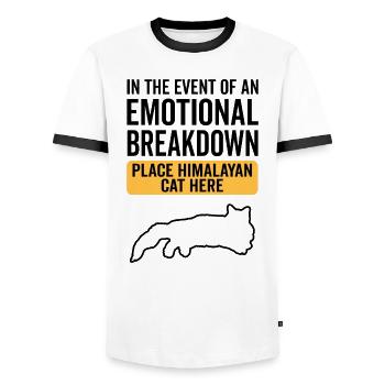 Emotional - Himalayan cat - Men's Ringer Shirt - white/black - Front - AI Model Female 172 light (172cm) & AI Model Male 178 dark (178cm)