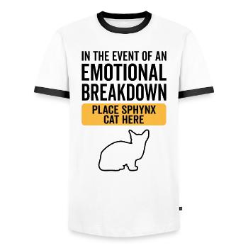 Emotional - Sphynx Cat - Men's Ringer Shirt - white/black - Front - AI Model Female 172 light (172cm) & AI Model Male 178 dark (178cm)
