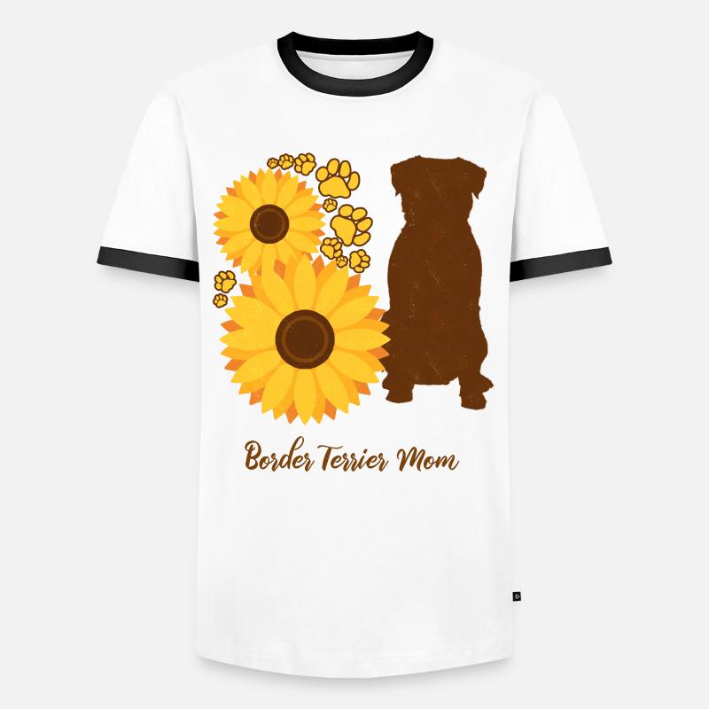 Sonnenblumenmutter - Border Terrier - Männer Kontrast-T-Shirt - Weiß/Schwarz