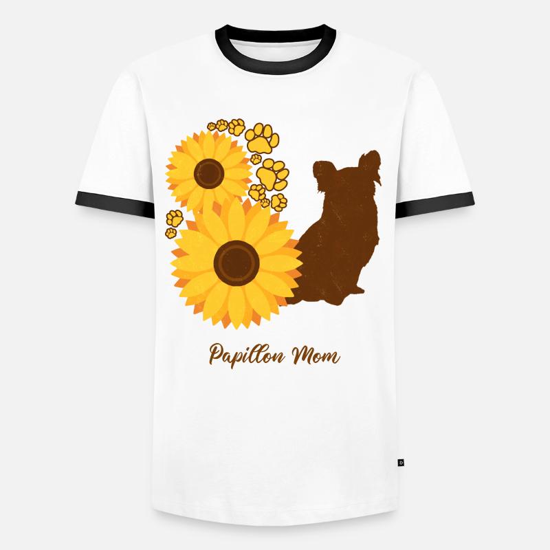Sonnenblumenmutter - Papillon - Männer Kontrast-T-Shirt - Weiß/Schwarz