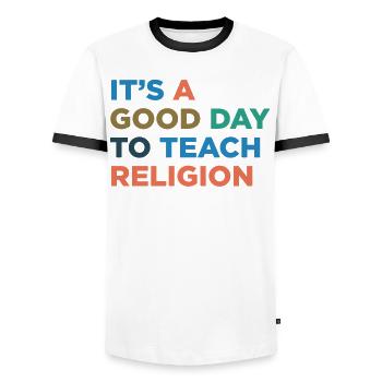 Teaching religion teachers - Men's Ringer Shirt - white/black - Front - AI Model Female 172 light (172cm) & AI Model Male 178 dark (178cm)