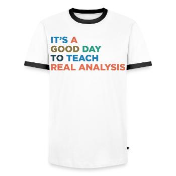 Enseigner à l’enseignant l’analyse réelle - T-shirt contrasté Homme - blanc/noir - Devant - AI Model Female 172 light (172cm) & AI Model Male 178 dark (178cm)