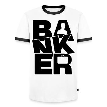 Banking Job Work - Banker - Men's Ringer Shirt - white/black - Front - AI Model Female 172 light (172cm) & AI Model Male 178 dark (178cm)