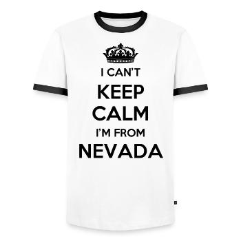 Je ne peux pas rester calme - Nevada - T-shirt contrasté Homme - blanc/noir - Devant - AI Model Female 172 light (172cm) & AI Model Male 178 dark (178cm)