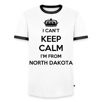 I Can't Stay Calm - North Dakota - Men's Ringer Shirt - white/black - Front - AI Model Female 172 light (172cm) & AI Model Male 178 dark (178cm)
