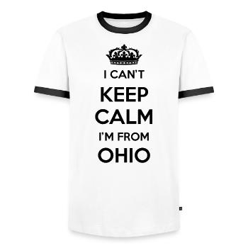 Ich Kann Nicht Ruhig Bleiben - Ohio - Männer Kontrast-T-Shirt - Weiß/Schwarz - Vorne - AI Model Female 172 light (172cm) & AI Model Male 178 dark (178cm)