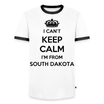 I Can't Stay Calm - South Dakota - Men's Ringer Shirt - white/black - Front - AI Model Female 172 light (172cm) & AI Model Male 178 dark (178cm)