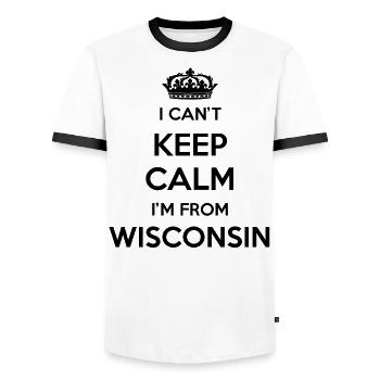 Ich Kann Nicht Ruhig Bleiben - Wisconsin - Männer Kontrast-T-Shirt - Weiß/Schwarz - Vorne - AI Model Female 172 light (172cm) & AI Model Male 178 dark (178cm)