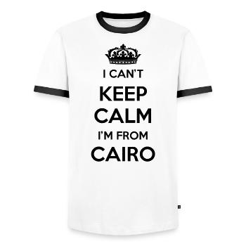 Je ne peux pas rester calme, je viens du Caire - T-shirt contrasté Homme - blanc/noir - Devant - AI Model Female 172 light (172cm) & AI Model Male 178 dark (178cm)