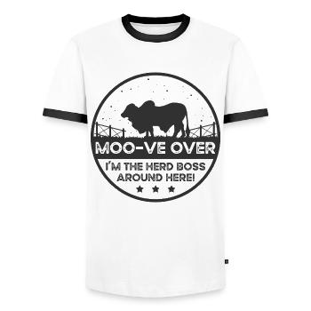 Moo -ve About Cow - Brahman - T-shirt contrasté Homme - blanc/noir - Devant - AI Model Female 172 light (172cm) & AI Model Male 178 dark (178cm)