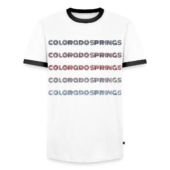 Vintage USA Stadt - Retro Colorado Springs - Männer Kontrast-T-Shirt - Weiß/Schwarz - Vorne - AI Model Female 172 light (172cm) & AI Model Male 178 dark (178cm)