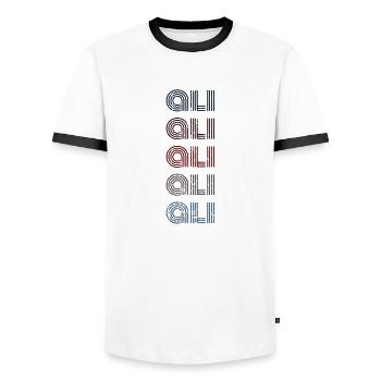 70er Retro Name Vintage Personalisieres Ali - Männer Kontrast-T-Shirt - Weiß/Schwarz - Vorne - AI Model Female 172 light (172cm) & AI Model Male 178 dark (178cm)