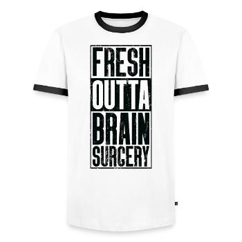 Fresh Outta Surgery - Brain - Men's Ringer Shirt - white/black - Front - AI Model Female 172 light (172cm) & AI Model Male 178 dark (178cm)