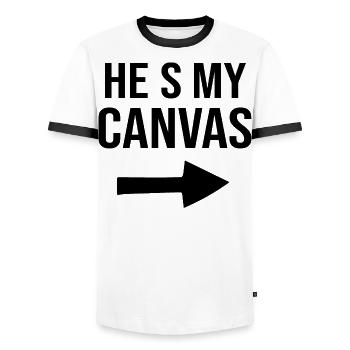 Meine Leinwand Meine Farbe - Paar Matching - Männer Kontrast-T-Shirt - Weiß/Schwarz - Vorne - AI Model Female 172 light (172cm) & AI Model Male 178 dark (178cm)