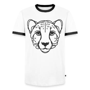 Line Art Dad Mom - Cheetah - Men's Ringer Shirt - white/black - Front - AI Model Female 172 light (172cm) & AI Model Male 178 dark (178cm)