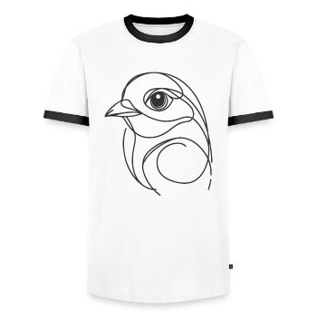 Line Art Dad Mom - Bird - Men's Ringer Shirt - white/black - Front - AI Model Female 172 light (172cm) & AI Model Male 178 dark (178cm)