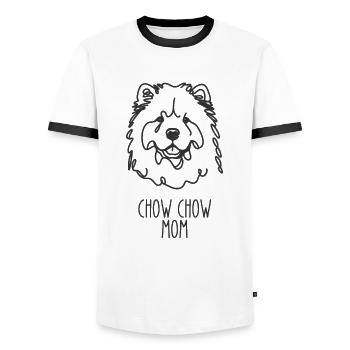 Art Mom Line - Chow Chow - Men's Ringer Shirt - white/black - Front - AI Model Female 172 light (172cm) & AI Model Male 178 dark (178cm)