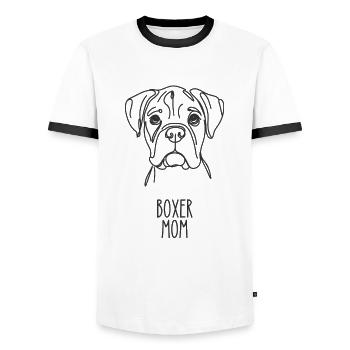Line Art Mom - Boxer - Men's Ringer Shirt - white/black - Front - AI Model Female 172 light (172cm) & AI Model Male 178 dark (178cm)