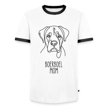 Maman au trait - Boerboel - T-shirt contrasté Homme - blanc/noir - Devant - AI Model Female 172 light (172cm) & AI Model Male 178 dark (178cm)
