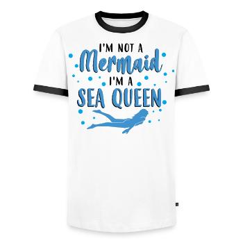 Pas de sirène, je suis une reine des mers - Océan - T-shirt contrasté Homme - blanc/noir - Devant - AI Model Female 172 light (172cm) & AI Model Male 178 dark (178cm)