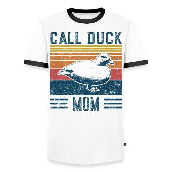 Duck Mama - Canard d’appel Vintage - T-shirt contrasté Homme - blanc/noir - Devant - AI Model Female 172 light (172cm) & AI Model Male 178 dark (178cm)