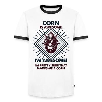 Corn Are Great - Mama Dad - Men's Ringer Shirt - white/black - Front - AI Model Female 172 light (172cm) & AI Model Male 178 dark (178cm)
